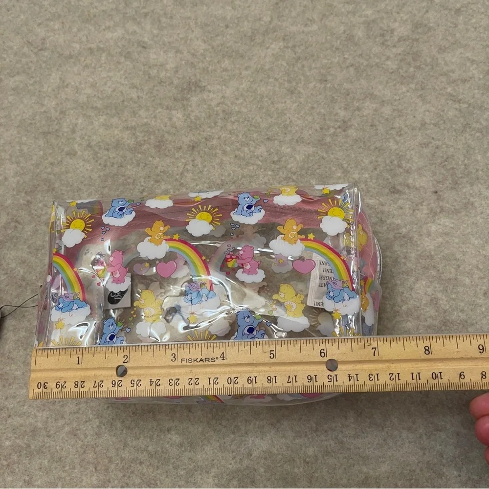 Care Bears Pink Plush And Clear Travel Makeup Cosmetic Zip Pouches New